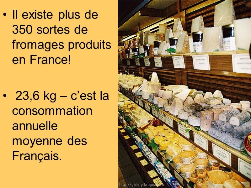 Il existe plus de 350 sortes de fromages produits en France!   23,6